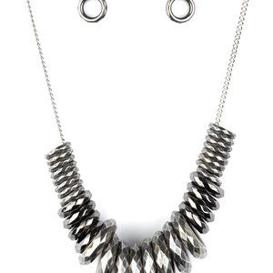 Beautiful Haute Hardware - Silver Necklace with Matching Earrings